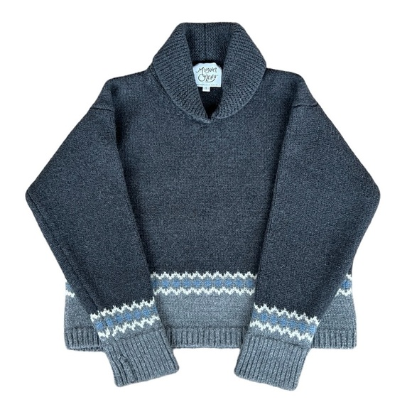 Margaret O'Leary Sweaters - VTG Margaret O’Leary Women’s Shawl Neck Patterned Wool Crop Sweater Size 1 / S